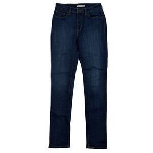 Levis 721 High Rise Skinny Denim Blue Jeans Sz 29 Dark Wash Cotton Blend Stretch